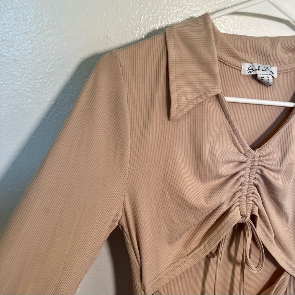Birch and Stone Ribbed Mini Dress Beige - Picture 4 of 13